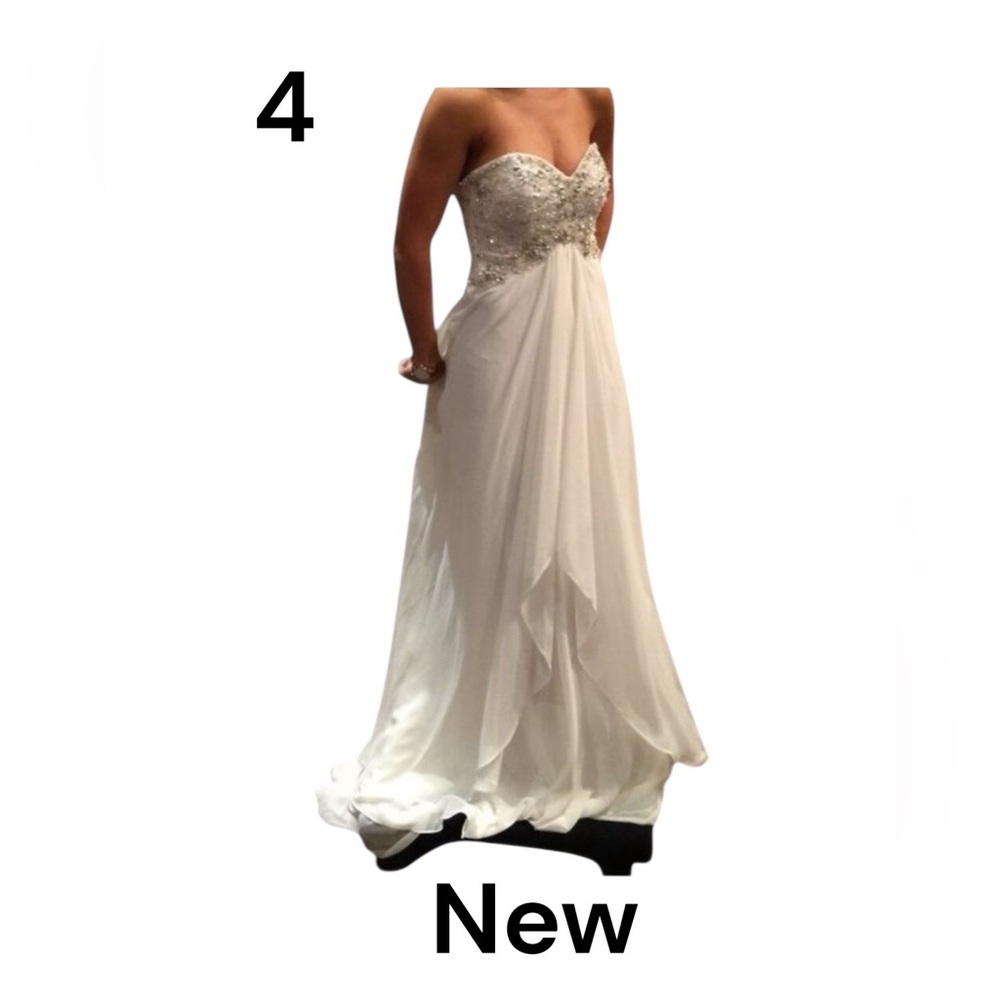MORILEE NEW Ivory White Wedding Dress Strapless Beaded Sz 4